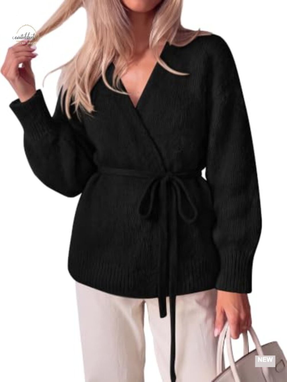 V Neck Wrap Sweater Tie Front Cardigan Lightweight Cozy Knit Fall
